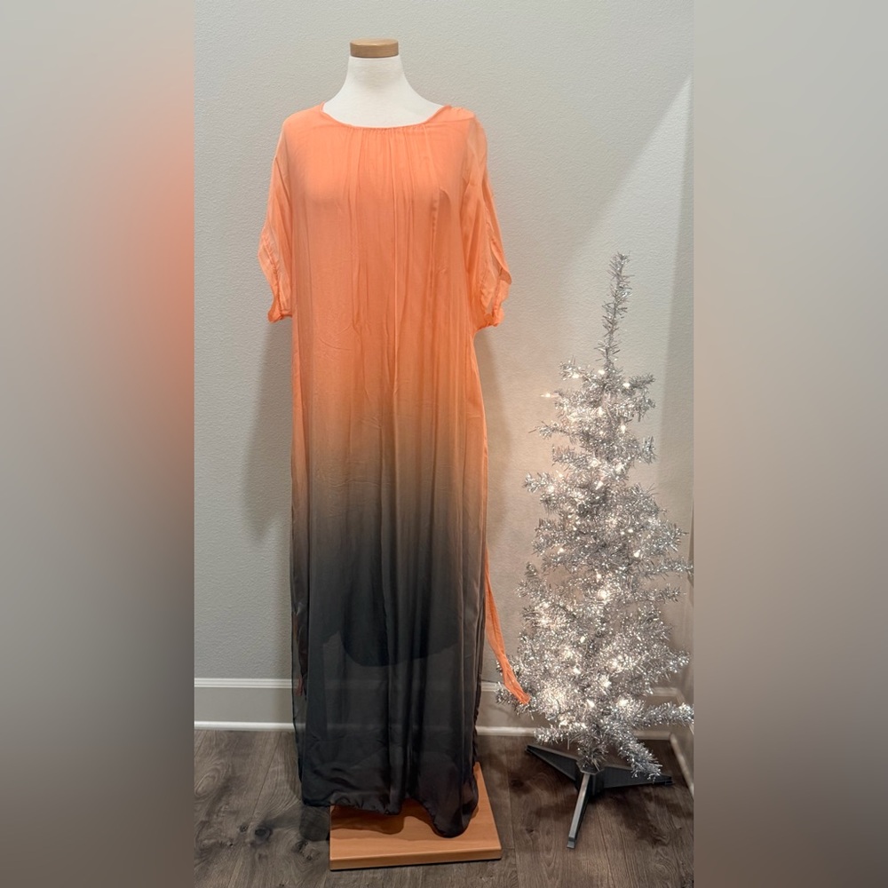 Elegant Ombre Orange and Black Dress